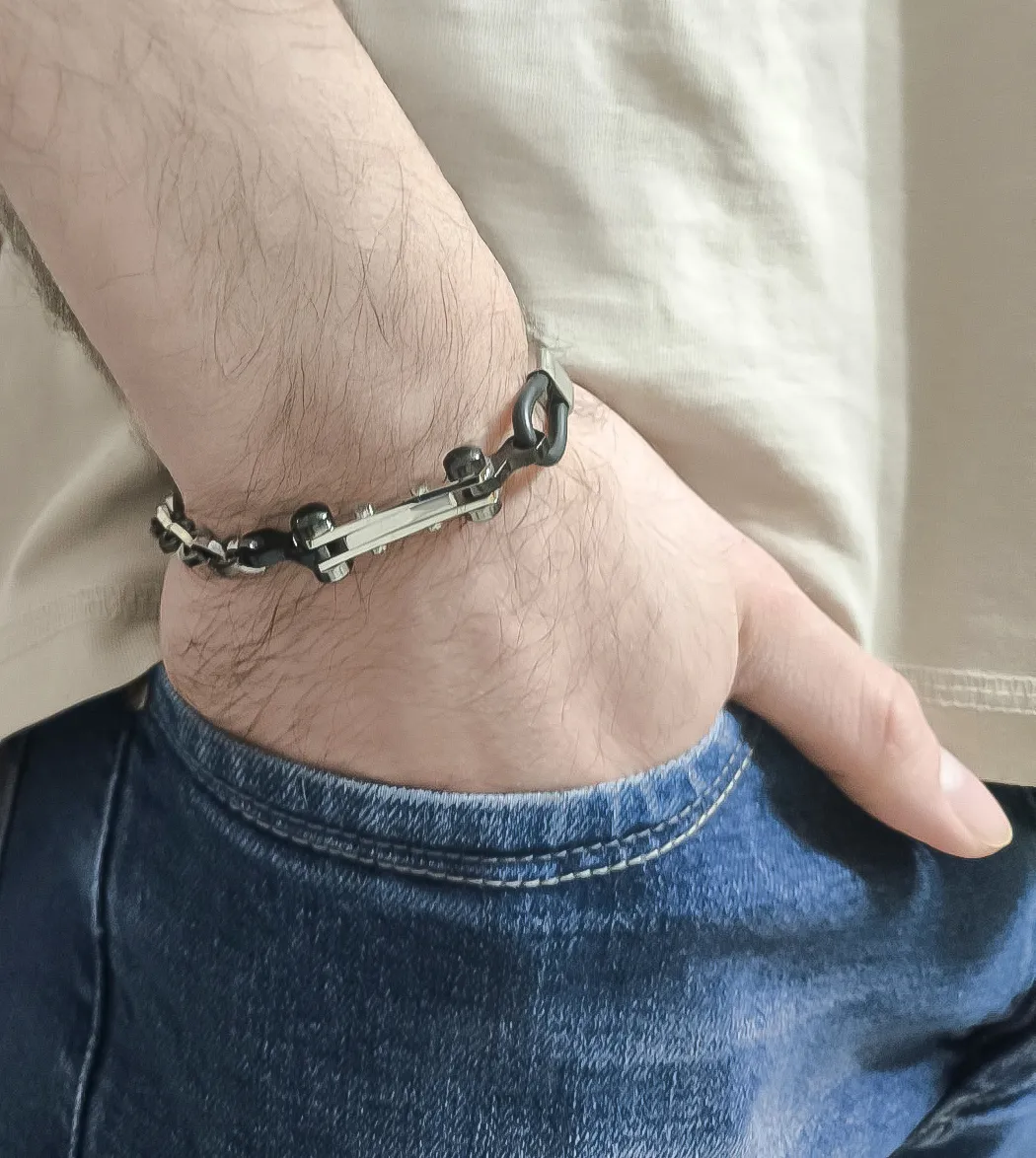 Ανδρικό βραχιόλι με καουτσούκ από ανοξείδωτο ατσάλι, 21 εκατοστά, TRIBUTE, 0230347701